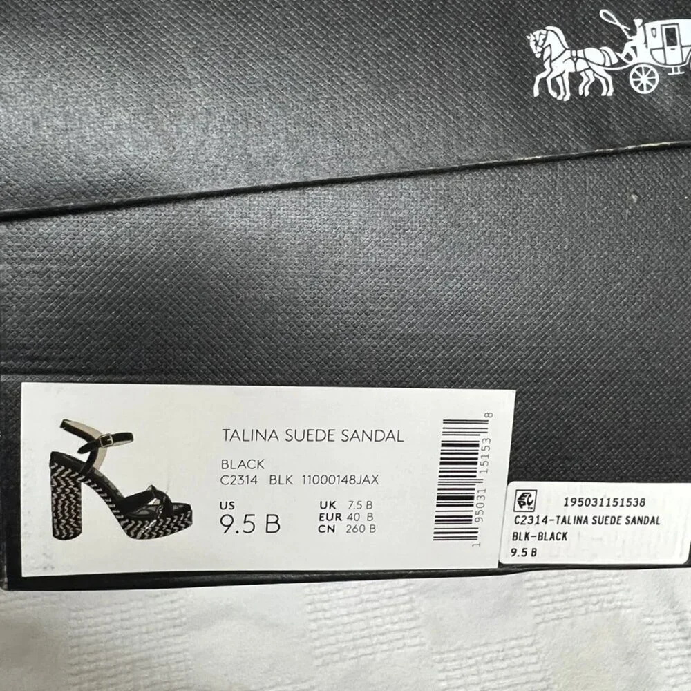 Coach Talina Black Platform Espadrille Sandals‎ Shoes Pumps Heels 9.5 B NEW